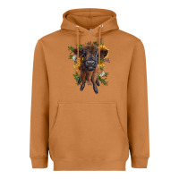 Meerkat highland cow with sunflower Heavyweight Hoodie - RanaPortraitStore