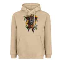 Mushroom highland cow with sunflower Heavyweight Hoodie - RanaPortraitStore