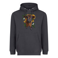Smoke highland cow with sunflower Heavyweight Hoodie - RanaPortraitStore