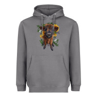 Storm highland cow with sunflower Heavyweight Hoodie - RanaPortraitStore