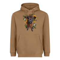 Toasted Coconut highland cow with sunflower Heavyweight Hoodie - RanaPortraitStore
