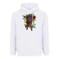 White highland cow with sunflower Heavyweight Hoodie - RanaPortraitStore