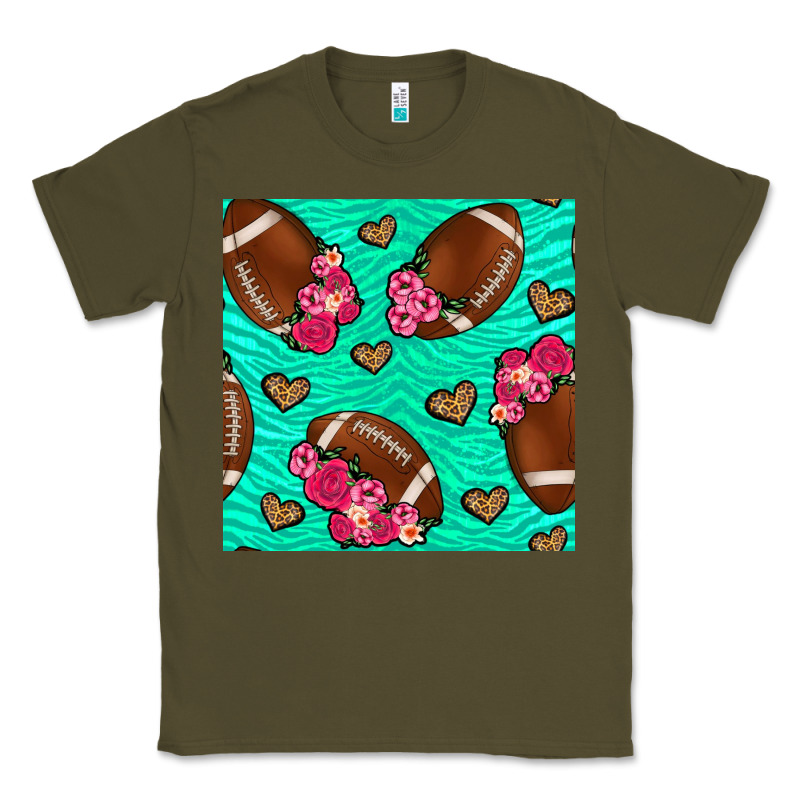 American Football Roses And Hearts Seamless Pattern Classic Tee by BundleAndBundleShop | Teevron