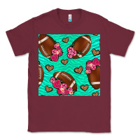 Burgundy american football roses and hearts seamless pattern Classic Tee - BundleAndBundleShop