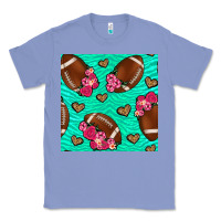 Colony Blue american football roses and hearts seamless pattern Classic Tee - BundleAndBundleShop