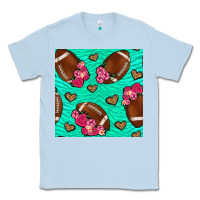 Dusty Blue american football roses and hearts seamless pattern Classic Tee - BundleAndBundleShop