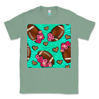 Sage american football roses and hearts seamless pattern Classic Tee - BundleAndBundleShop