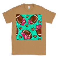 Toasted Coconut american football roses and hearts seamless pattern Classic Tee - BundleAndBundleShop