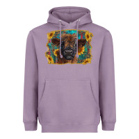 Lavender highland cow calf with western background Heavyweight Hoodie - RanaPortraitStore