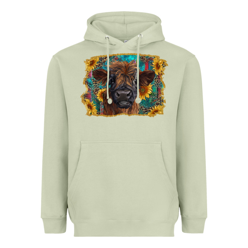 Highland Cow Calf With Western Background Heavyweight Hoodie by RanaPortraitStore | Teevron