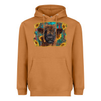 Meerkat highland cow calf with western background Heavyweight Hoodie - RanaPortraitStore
