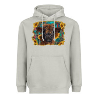 Moon Dust highland cow calf with western background Heavyweight Hoodie - RanaPortraitStore