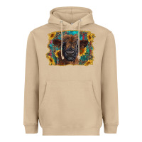 Mushroom highland cow calf with western background Heavyweight Hoodie - RanaPortraitStore