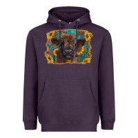 Plum highland cow calf with western background Heavyweight Hoodie - RanaPortraitStore