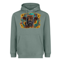 Sage highland cow calf with western background Heavyweight Hoodie - RanaPortraitStore