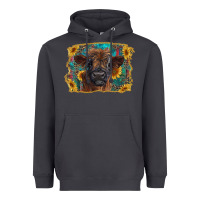 Smoke highland cow calf with western background Heavyweight Hoodie - RanaPortraitStore