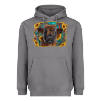 Storm highland cow calf with western background Heavyweight Hoodie - RanaPortraitStore