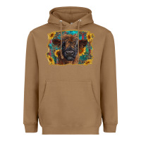 Toasted Coconut highland cow calf with western background Heavyweight Hoodie - RanaPortraitStore