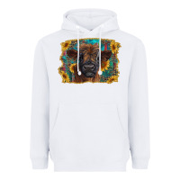 White highland cow calf with western background Heavyweight Hoodie - RanaPortraitStore