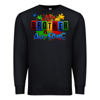 Black my brother is ausome autism Premium Sweatshirt - Zillion Design Studio