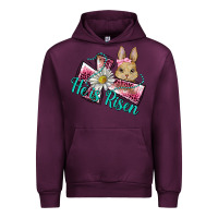 Mauve Wine he is risen cross rabbit Urban Hoodie - BarkalooDesign