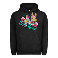 Pigment Black he is risen cross rabbit Urban Hoodie - BarkalooDesign