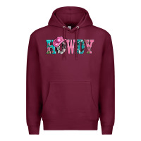 Burgundy valentines day howdy and heart gift Premium Hoodie - AdoDesignShop