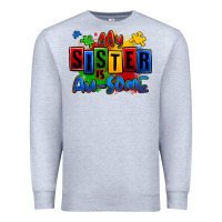 Heather Grey my sister is ausome autism Premium Sweatshirt - Zillion Design Studio