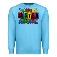 Ocean Blue my sister is ausome autism Premium Sweatshirt - Zillion Design Studio