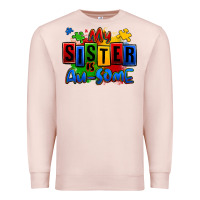 Pale Pink my sister is ausome autism Premium Sweatshirt - Zillion Design Studio