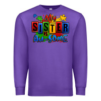 Purple my sister is ausome autism Premium Sweatshirt - Zillion Design Studio