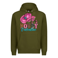Army Green valentines day cowgirl hat and howdy Premium Hoodie - AdoDesignShop