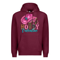 Burgundy valentines day cowgirl hat and howdy Premium Hoodie - AdoDesignShop