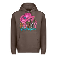 Coffee valentines day cowgirl hat and howdy Premium Hoodie - AdoDesignShop
