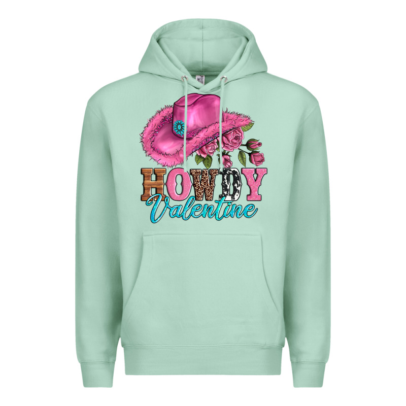Valentines Day Cowgirl Hat And Howdy Premium Hoodie by AdoDesignShop | Teevron
