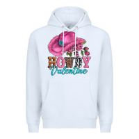 White valentines day cowgirl hat and howdy Premium Hoodie - AdoDesignShop