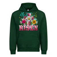 Forest Green he is risen cross easter Urban Hoodie - BarkalooDesign