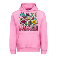 Fuchsia Pink he is risen cross easter Urban Hoodie - BarkalooDesign