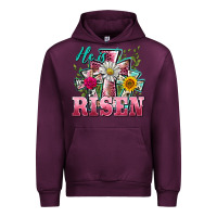 Mauve Wine he is risen cross easter Urban Hoodie - BarkalooDesign
