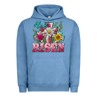 Pigment Pebble Blue he is risen cross easter Urban Hoodie - BarkalooDesign