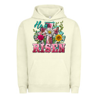 Pigment Pistachio he is risen cross easter Urban Hoodie - BarkalooDesign