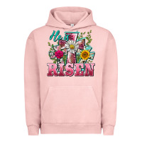 Pigment Salmon he is risen cross easter Urban Hoodie - BarkalooDesign