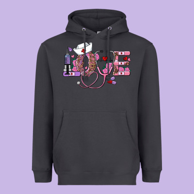 Valentine's Day Nurse Love Heavyweight Hoodie Designed By Ranaportraitstore
