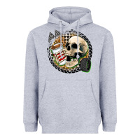 Heather Grey race skull Heavyweight Hoodie - Zillion Design Studio