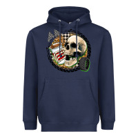Navy race skull Heavyweight Hoodie - Zillion Design Studio