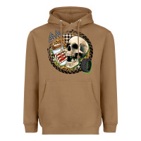 Toasted Coconut race skull Heavyweight Hoodie - Zillion Design Studio