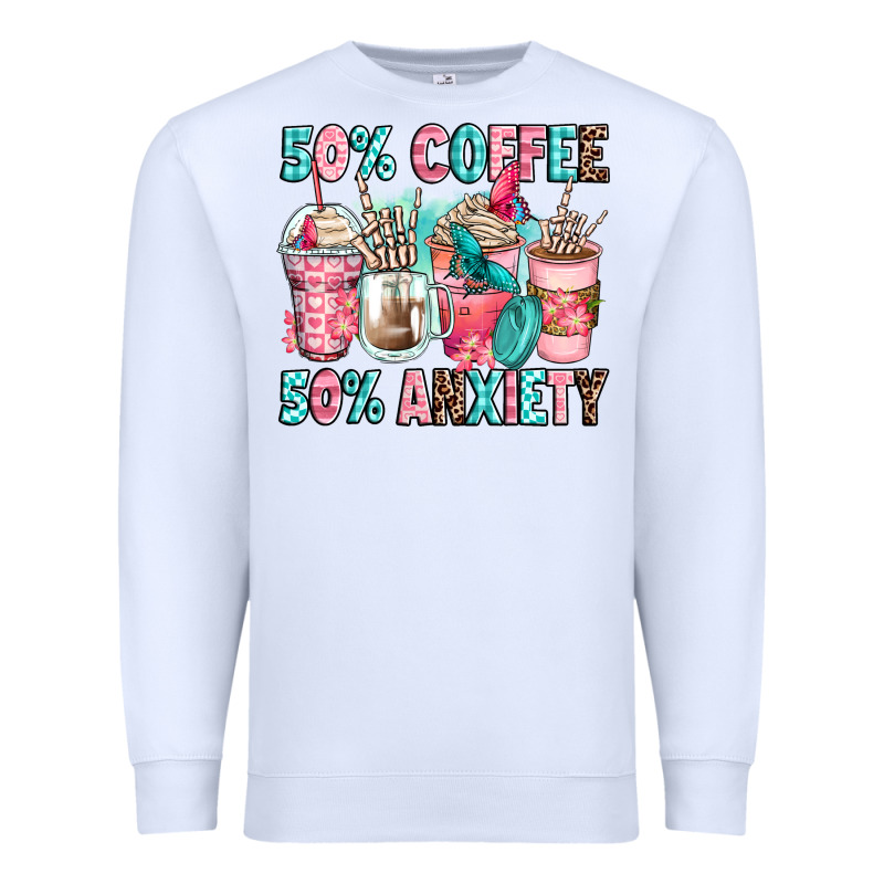 50 Coffee 50 Anxiety Coffee Cups Premium Sweatshirt by Zillion Design Studio | Teevron
