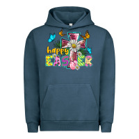 Pigment Midnight Navy happy easter cross Urban Hoodie - BarkalooDesign