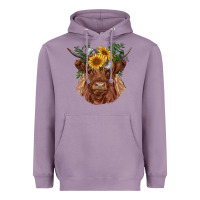 Lavender highland cow with sunflowers Heavyweight Hoodie - RanaPortraitStore
