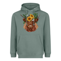 Highland Cow With Sunflowers Heavyweight Hoodie | Teevron